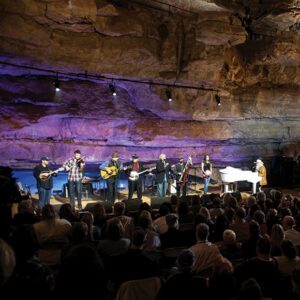 Even 333 feet underground, Americana music icon Leon Russell, right, brings his own baby grand, a gift from Elton John.