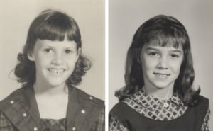 Nancy, left, and Dorothy in elementary school, about the same time they started their correspondence.