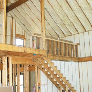 This home under construction boasts foam insulation in the walls. Photograph by Gary Bean