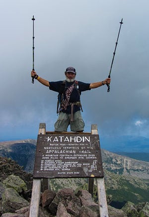 Joe Jackson, retired Tennessee Electric Cooperative Association director of member services, celebrates on Maine’s Mount Katahdin the completion of his through-hike of the 2,180-mile Appalachian Trail. Photographs courtesy of Joe Jackson