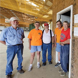 From left, Crossville Horseshoe Club Members Earl Wyatt, Jane Opatrny, Roger Totten, Doug Farnsworth and John Lotz meet weekly for league play. They encourage anyone — from beginners to experienced throwers — to join them.