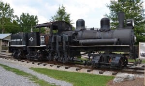 An engine is on display at the Little River Railroad and Lumber Company Museum in Townsend. Photograph by Bill Carey.