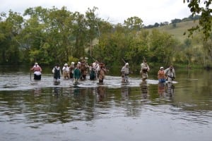 Re-enactors at Sycamore Shoals State Park re-create the muster of the Overmountian Men who traveled to Kings Mountain. Many think of South Carolina as being far east of Tennessee, but some of the Overmountain Men had to march west to battle the British.