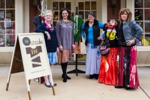 OUTsideIN Vice President Jean McMillan; employees Kristi Smith and Lisa Salazar; and founder LeEllen Smith sport some of the fashions they have created from cast-off T-shirts. The cottage business in Troy is dedicated to giving local women a second chance.