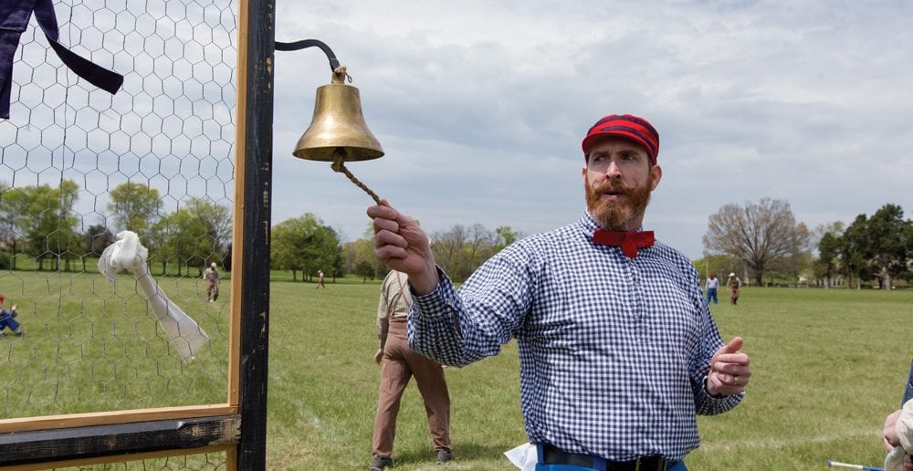 In keeping with tradition, ballists ring a bell after tallying a run.