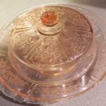 Depression glass covered dishe