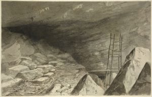 “Saltpeter Works in the Cave at Shellmound, Tenn. (Nickajack Cave)” by J.T.E. Hillen