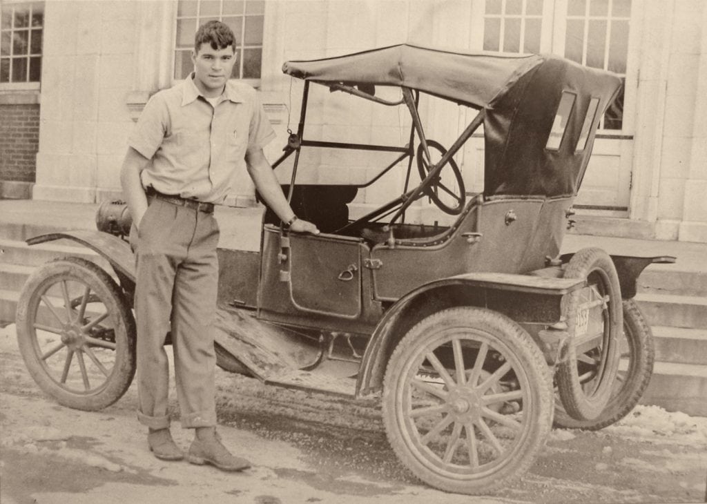 A young John Garrott with his 1909 Hupmobile. This vehicle is on permanent display at the Sumner County Museum. 